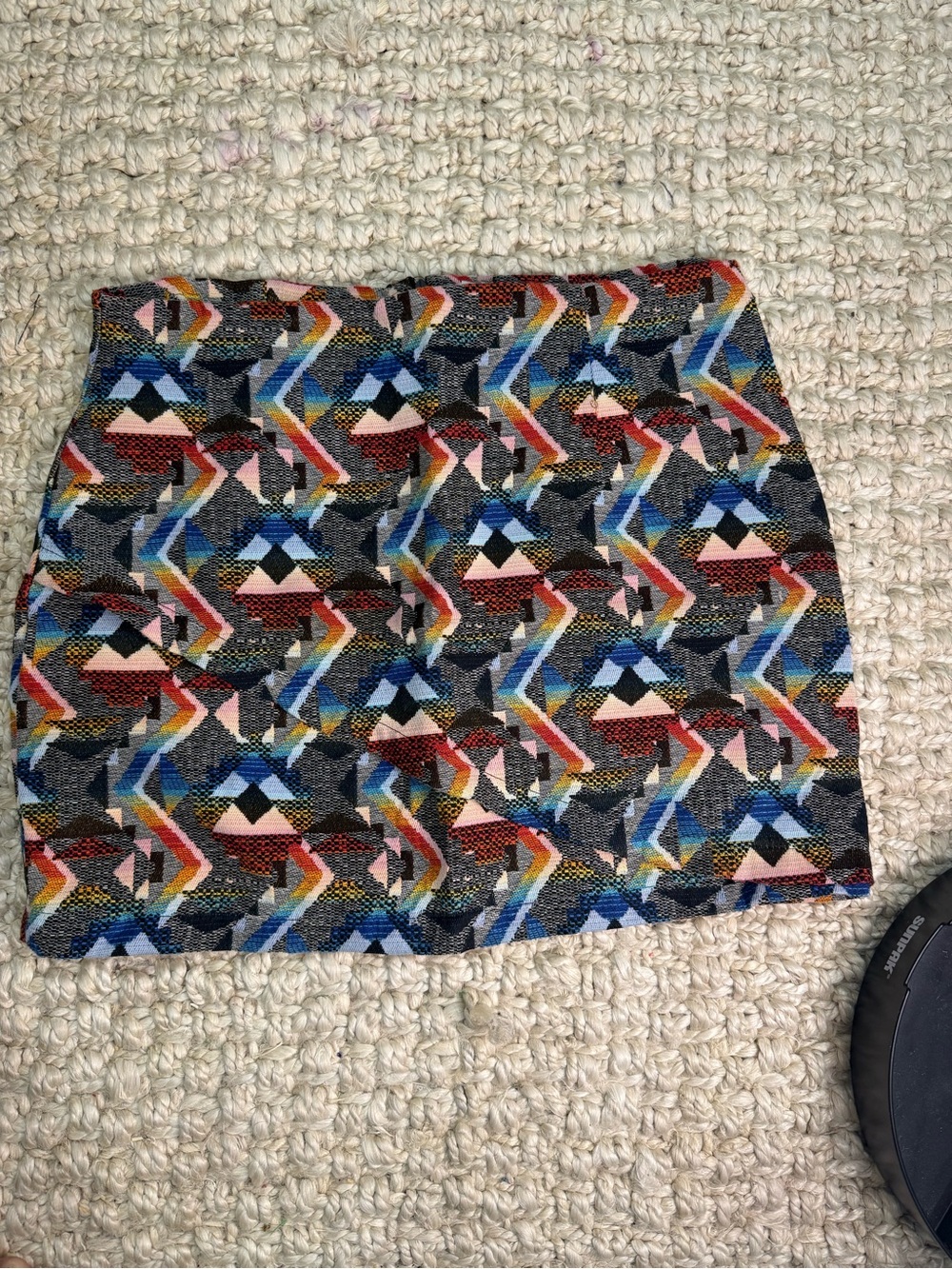 Zara Multicolor Geometric Knit Mini Skirt in Blue, Red, Pink, Yellow, Black